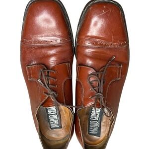 Mario Cuomo Brown Leather Dress Shoes Oxford Lace Up Formal Made Italy